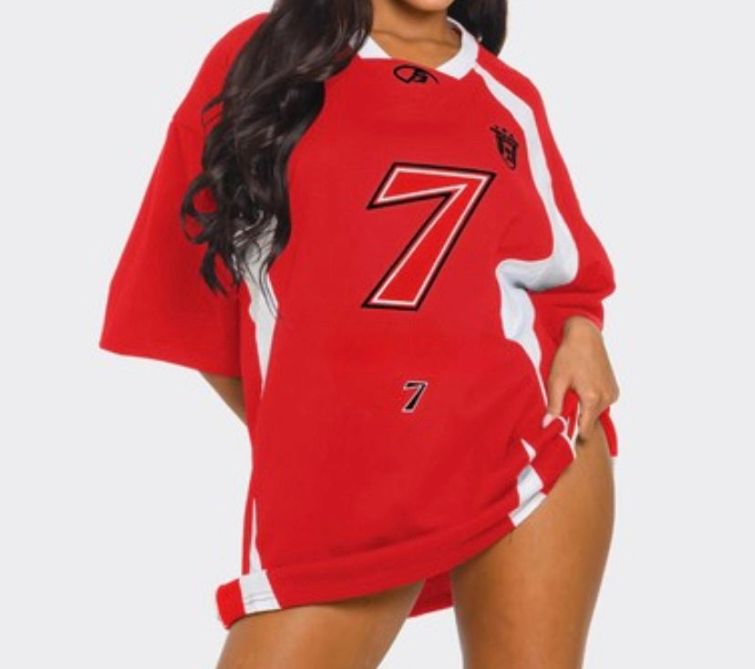 Red Varsity Tshirt Dress