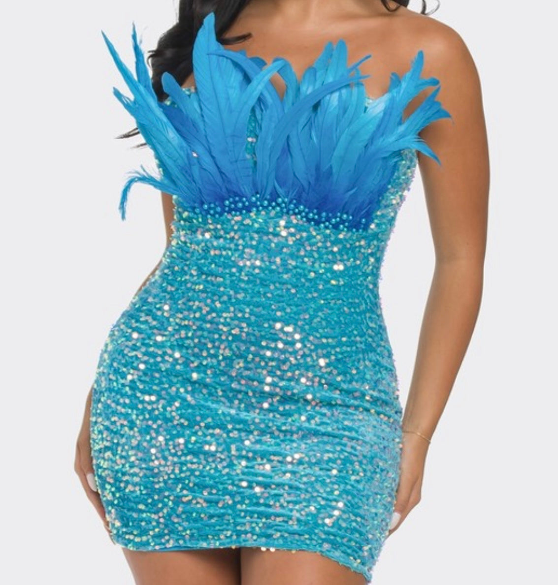 Teal Feather Dress