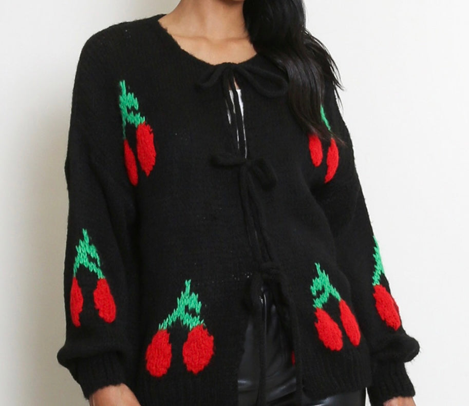 Blk/Cherry Cardigan