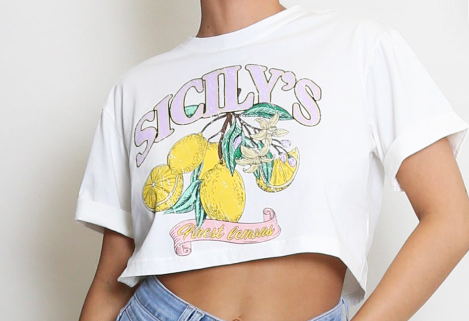 White Lemon Crop Top