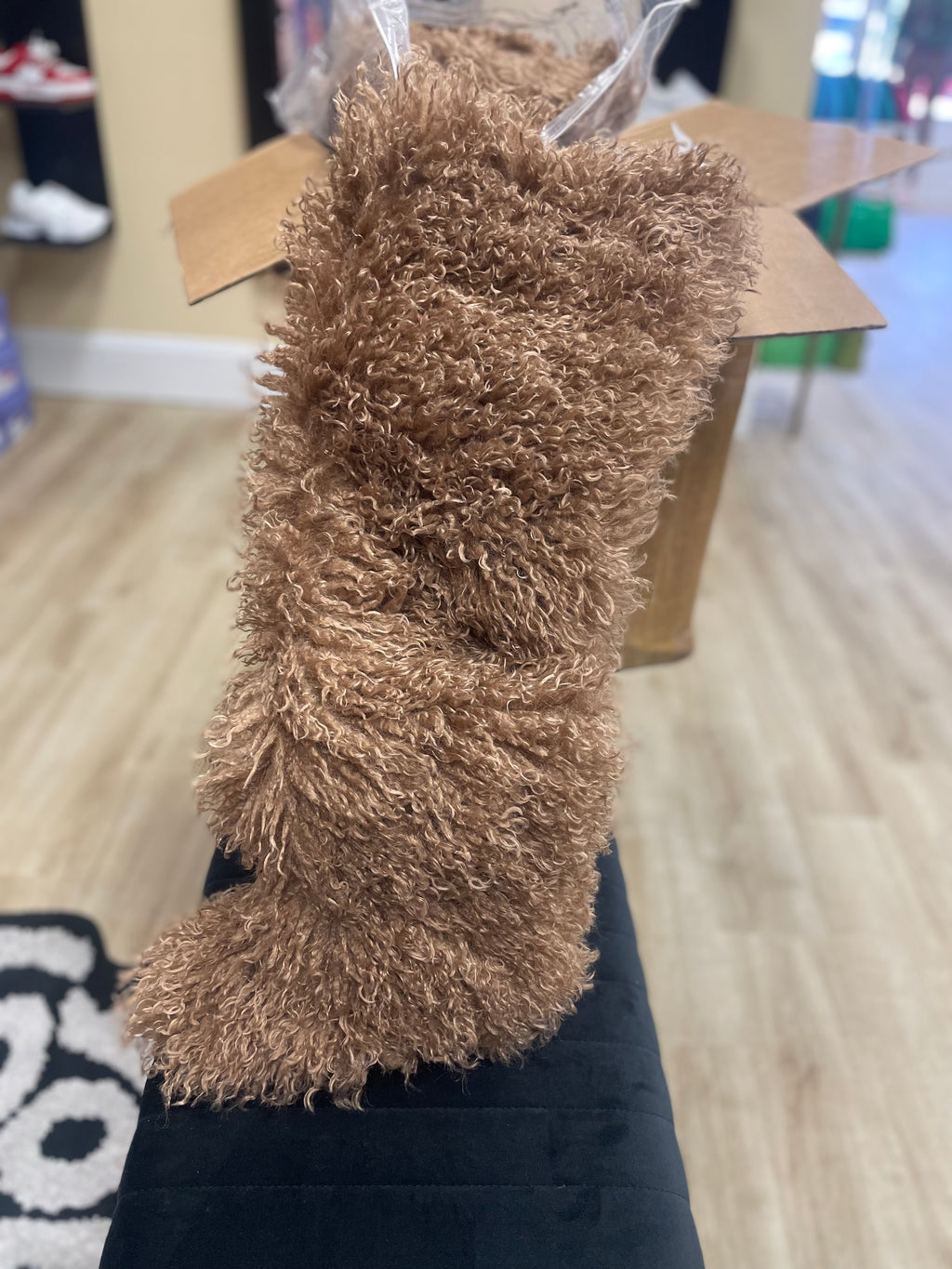 MONGOLIAN FUR THIGH HIGH BOOTS