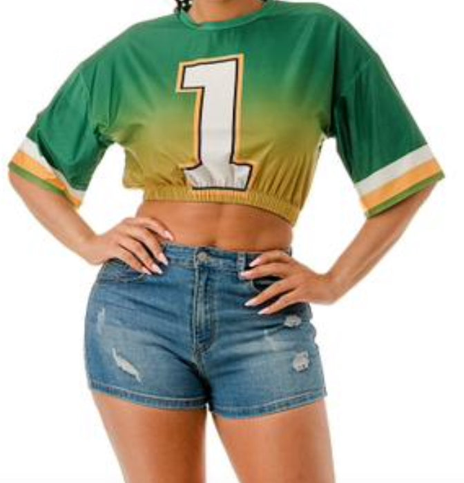 Green Crop Jersey Shirt