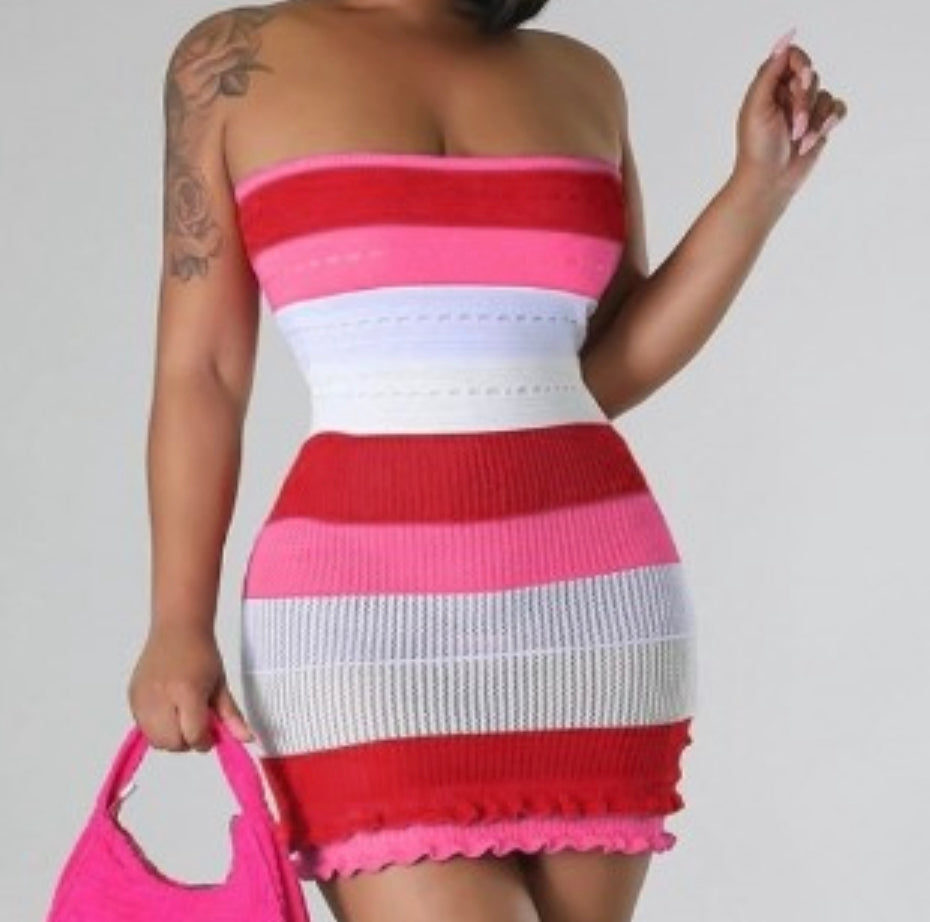 Pink Multi Crochet Dress