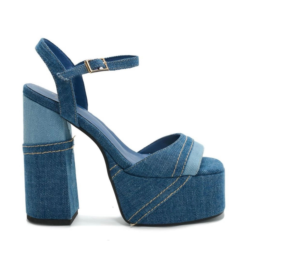 Denim Block Heel