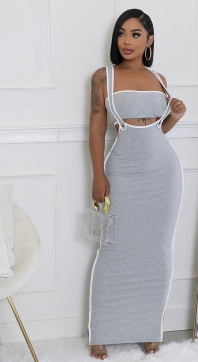 Gray Tube Top Maxi Dress