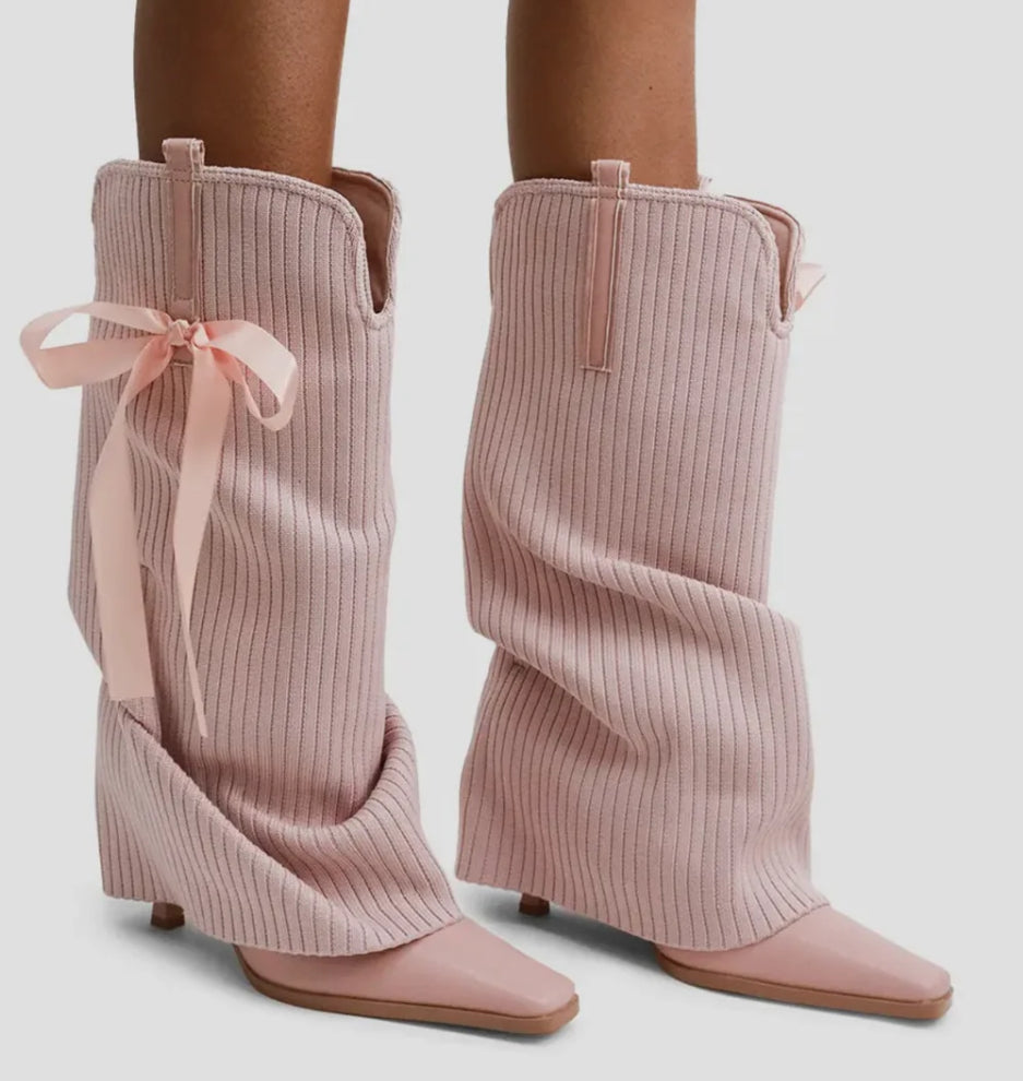 Pink Blush Bow Boots