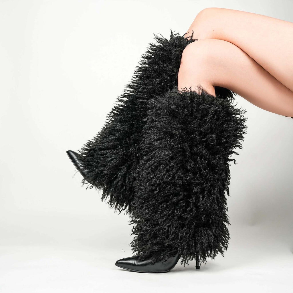 Black Furry Boots