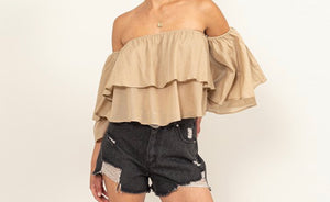 Khaki Off Shoulder Top