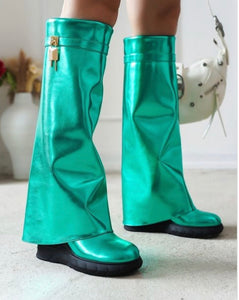 Green Metallic Boots
