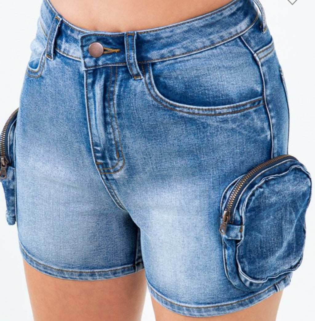 Denim Cargo Shorts