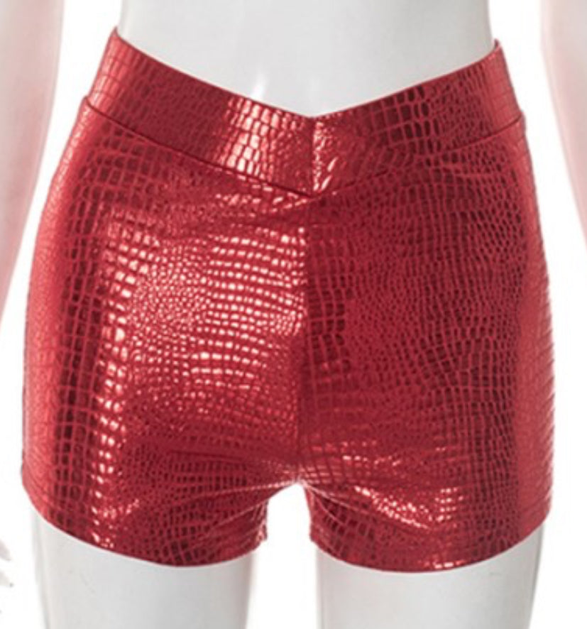 Red Shiny Shorts
