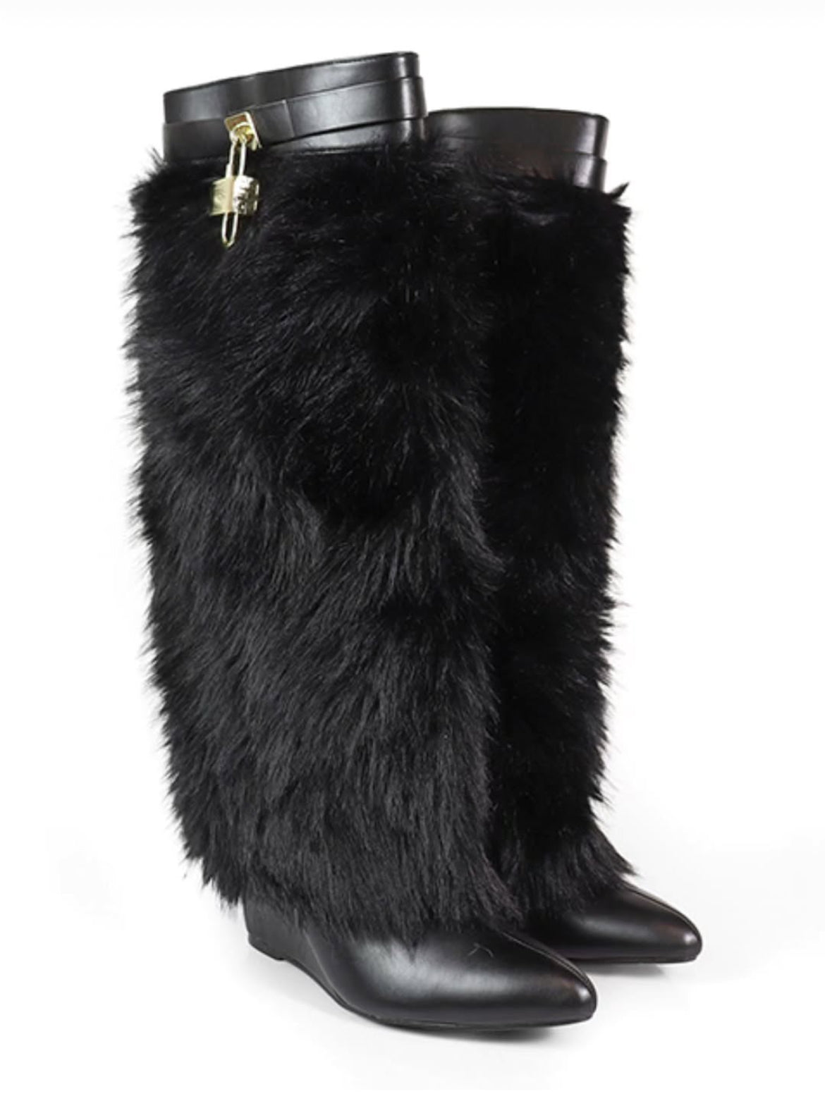 Black Fur Shark Boots