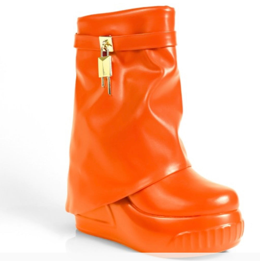 Orange Wedge Boots
