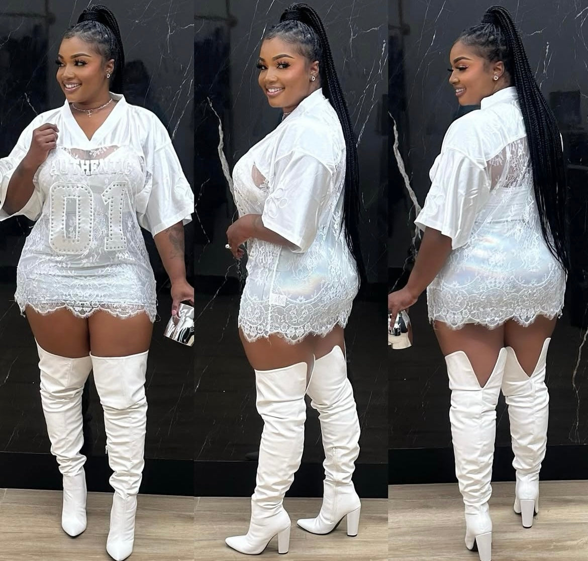White Lace Bling Jersey
