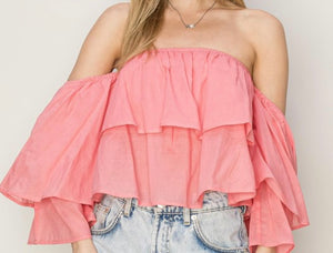 Coral Off Shoulder Top