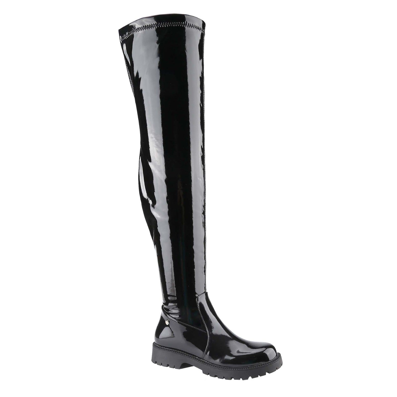 Blk Patent Knee High Boots