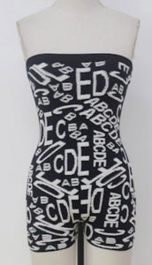 Blk/White Letter Romper