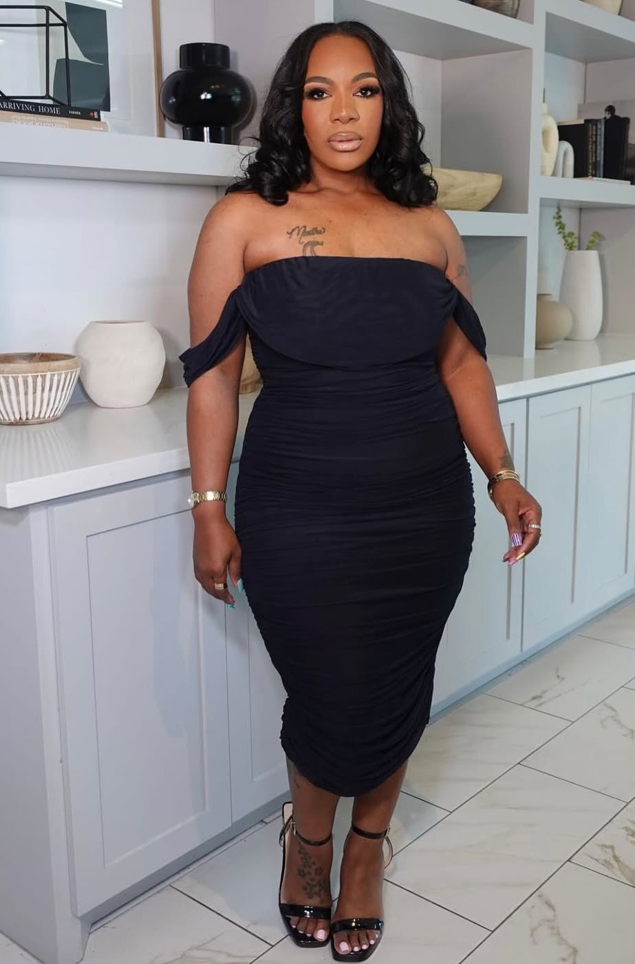 Black Ruched Dress