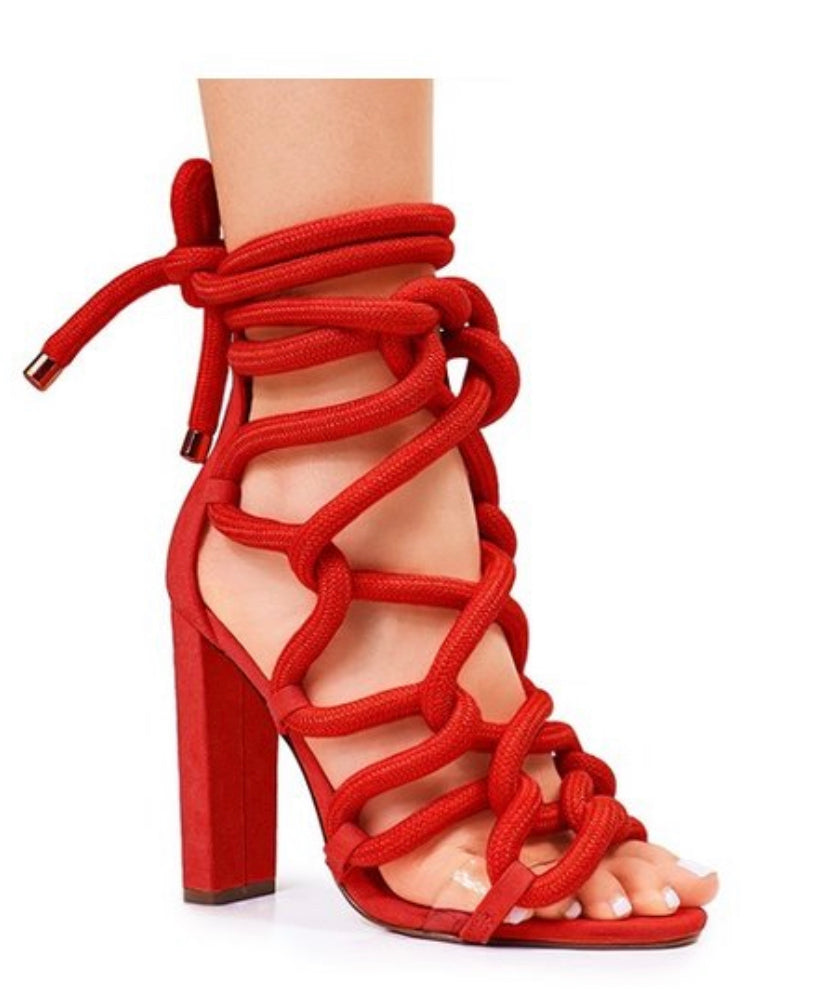 Red Tie Up Heels
