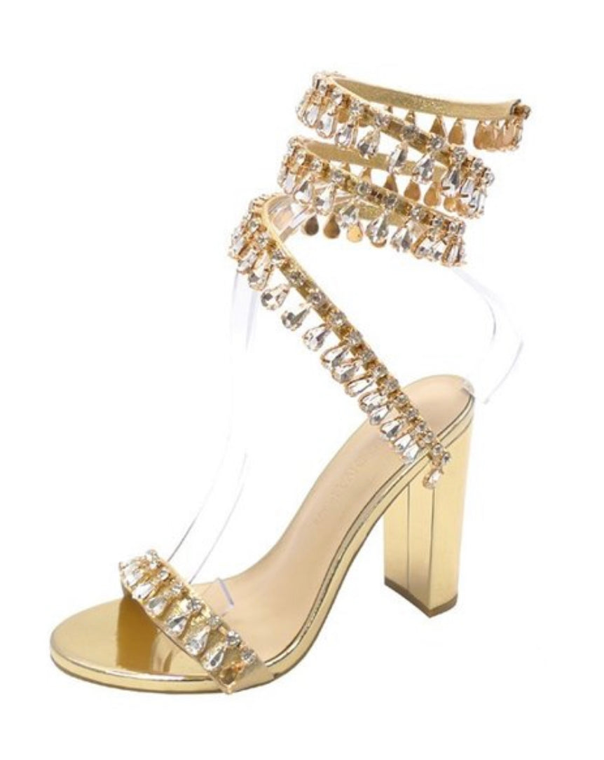 Gold Diamond Wrap Up Heels