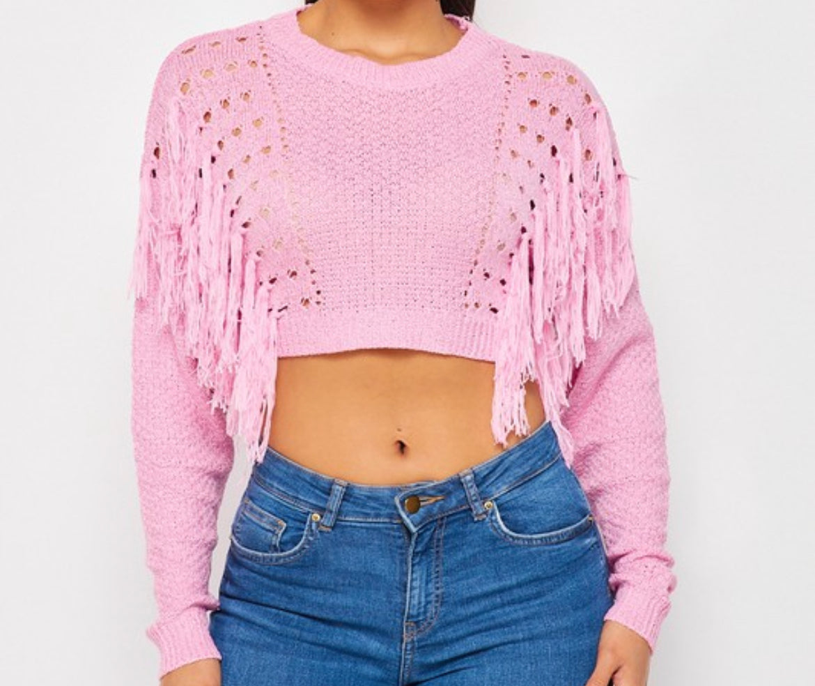 Light Pink Distressed Sweater