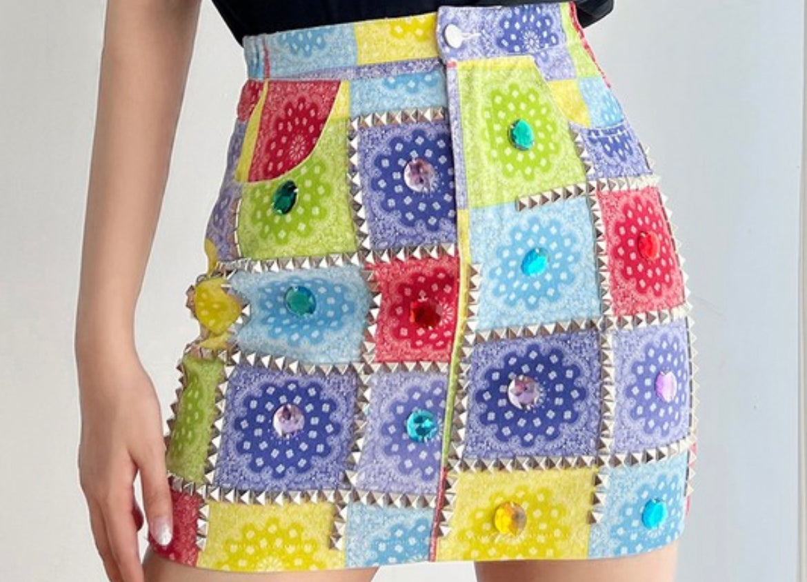 Multi Color Mini Skirt