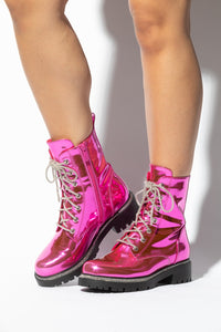 Metallic Pink Combat Boots