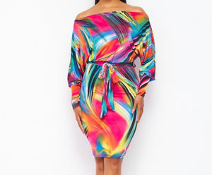 Multi Color Off Shoulder Dress