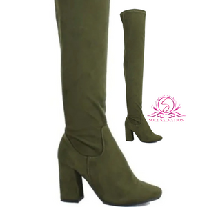 Olive Green Thigh High Boots
