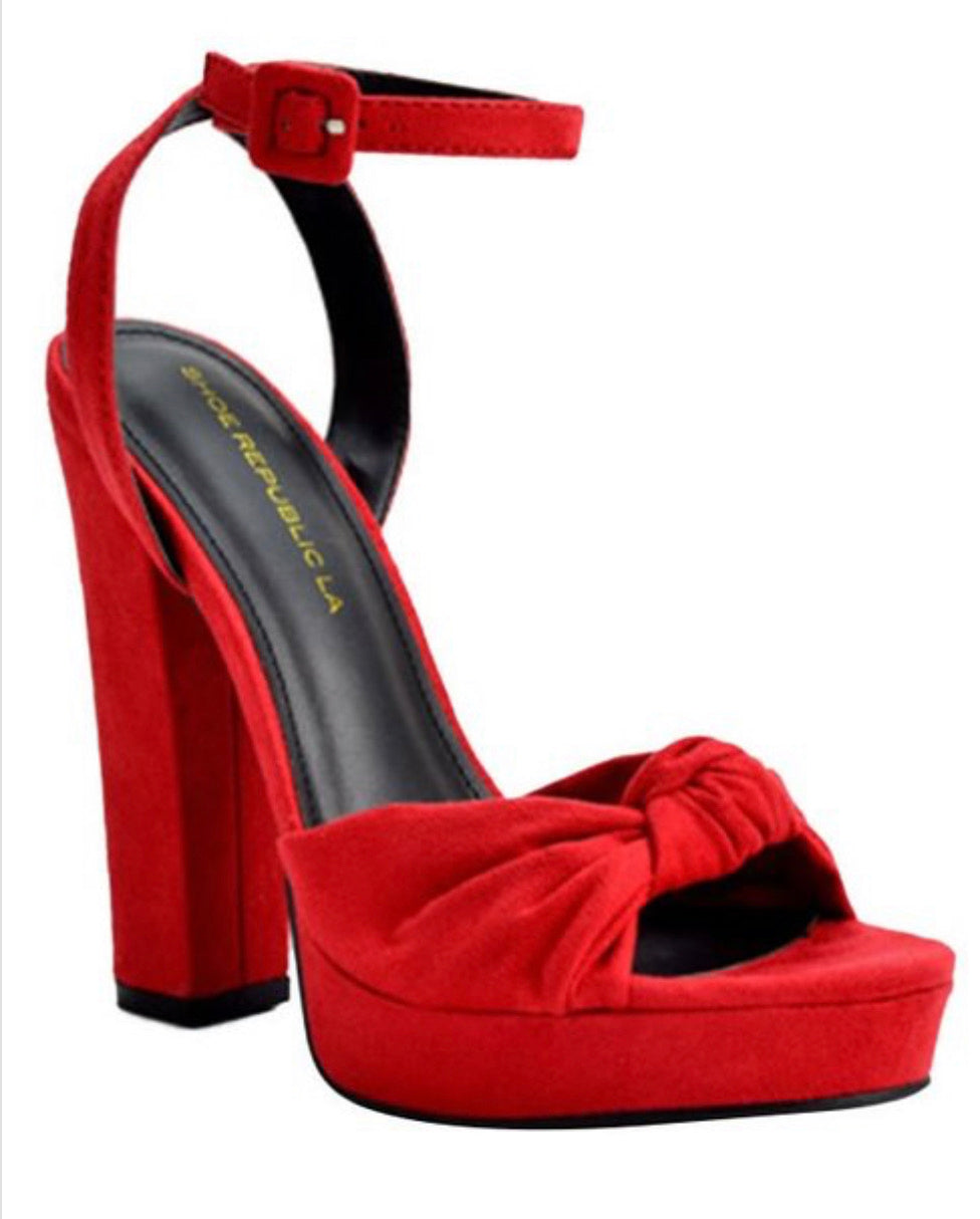 Red Bow Platform Heels